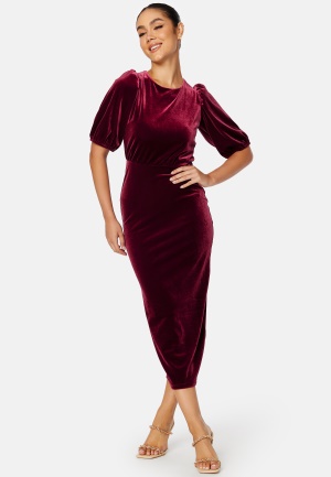 Happy Holly Irse Velvet Midi Dress Bordeaux 52/54