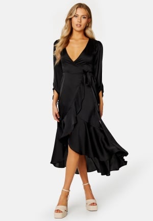 Se Bubbleroom Occasion Gilda Wrap Dress Black 2XL ved Bubbleroom