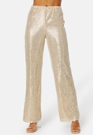 Se BUBBLEROOM Sequin Trousers Light beige XS ved Bubbleroom