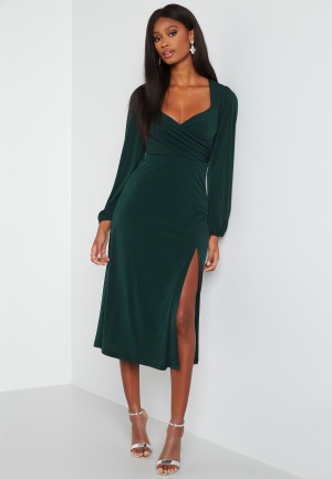 Se Bubbleroom Occasion Giulia Long Sleeve Dress Dark green 44 ved Bubbleroom