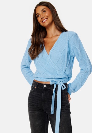 BUBBLEROOM Paulina wrap knit cardigan Light blue S