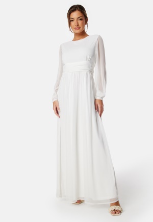 Se Bubbleroom Occasion Dahlia Round Neck Maxi Dress White 32 ved Bubbleroom