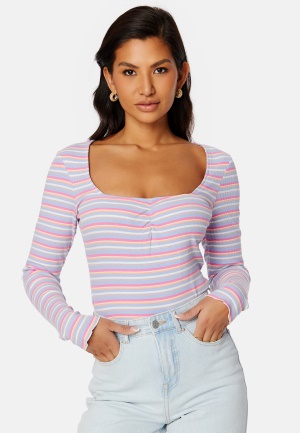 Se BUBBLEROOM Selda ls striped top Blue / Pink / Striped XS ved Bubbleroom