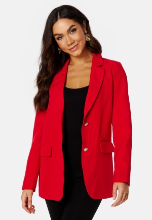 Se VILA Kammas Deco Loose Blazer Barbados Cherry 34 ved Bubbleroom