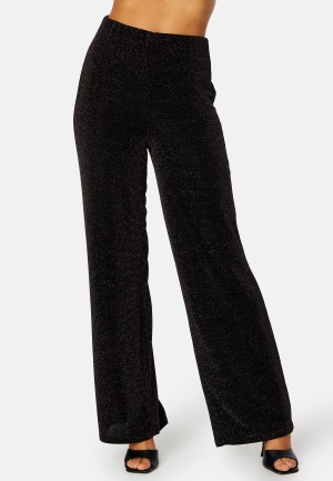 Se BUBBLEROOM Petronella sparkling trousers Black / Gold L ved Bubbleroom