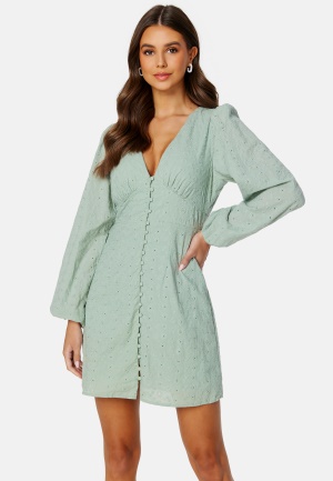 VILA Malina Puff Sleeve Short Dress Green Milieu Detail: 42