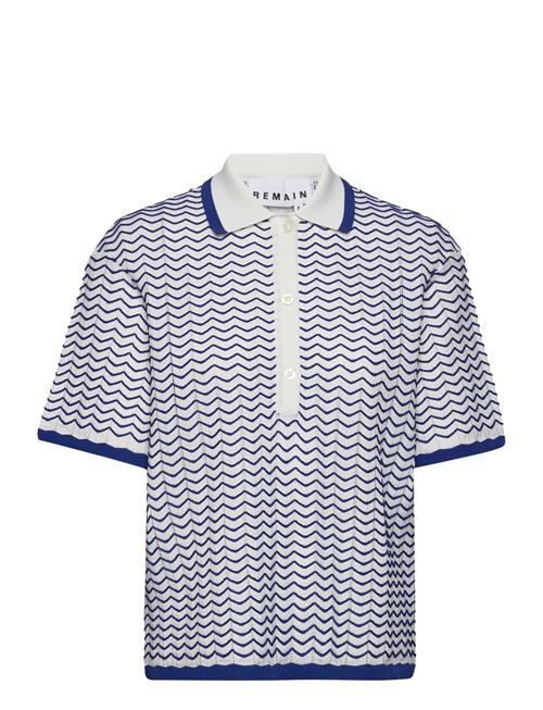 REMAIN Birger Christensen Wave Knit Polo Shirt REMAIN Birger Christensen Blue