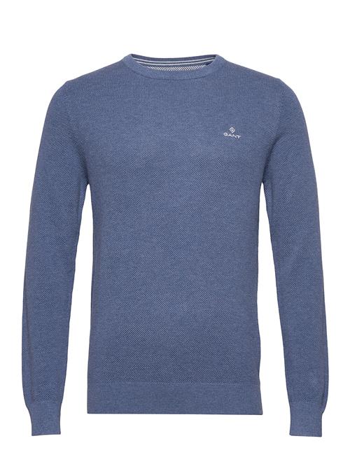 Se GANT Cotton Pique C-Neck GANT Blue ved Booztlet