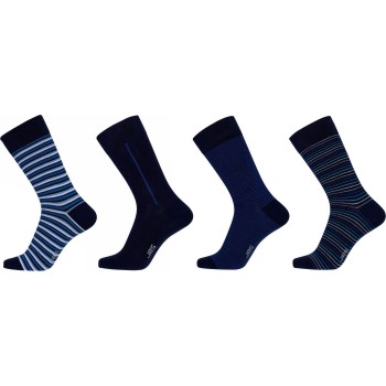 JBS Strømper 4P Cotton Socks Sort/Blå Str 40/47 Herre