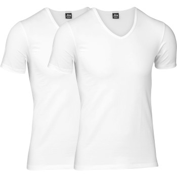 Se JBS 2P Organic Cotton V-Neck T-shirt Hvid økologisk bomuld Large Herre ved Timarco