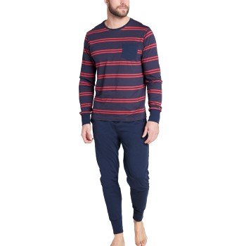 Jockey Cotton Pyjama Knit Blå/Rød bomuld Medium Herre