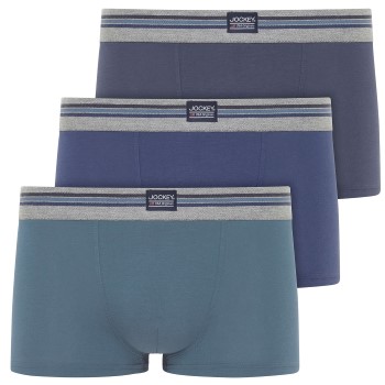 Jockey 3P Cotton Stretch Short Trunk Blå bomuld 3XL Herre