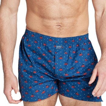 Jockey Woven Poplin Boxer Shorts Blå/Rød bomuld Large Herre