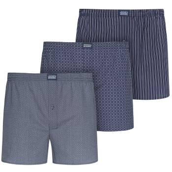 Jockey 3P Woven Soft Poplin Boxer Shorts Marineblå bomuld Medium Herre