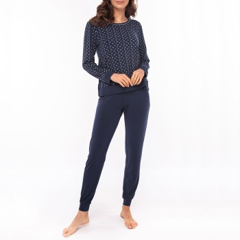 Lady Avenue Bamboo Long Sleeve Pyjamas Marine mønster Bambus Medium Dame