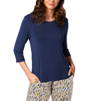 Lady Avenue Bamboo Pyjamas Three Quarter Sleeve Marine mønster Bambus Medium Dame