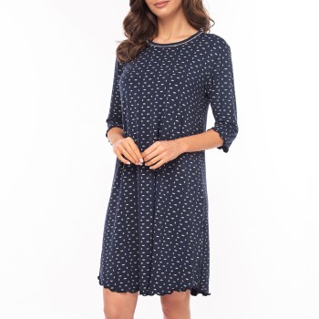 Se Lady Avenue Bamboo Three Quarter Sleeve Nightdress Marine mønster Bambus Large Dame ved Timarco