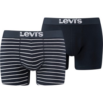 Levis 2P Base Stripe Boxer Hvid/Marine bomuld Small Herre