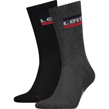 Levis Strømper 2P Sport Regular Cut Sock Sort/Grå Str 43/46