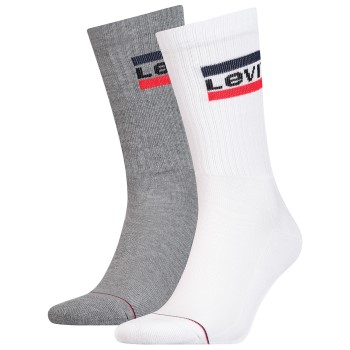 Levis Strømper 2P Sport Regular Cut Sock Hvid/Grå Str 43/46