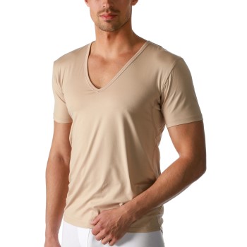 Se Mey Dry Cotton Functional V-Neck Shirt Beige Medium Herre ved Timarco