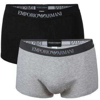 Emporio Armani Armani Pure Cotton Trunk 2P Grå/Sort bomuld Large Herre