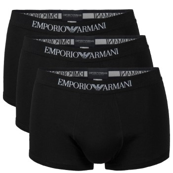 Emporio Armani Armani Pure Cotton Trunks 3P Sort bomuld Large Herre