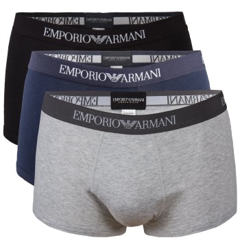 Emporio Armani Armani Pure Cotton Trunks 3P Grå/Blå bomuld Medium Herre