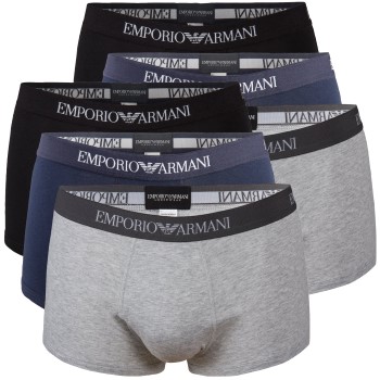 Emporio Armani Armani Pure Cotton Trunks 6P Grå/Blå bomuld Large Herre