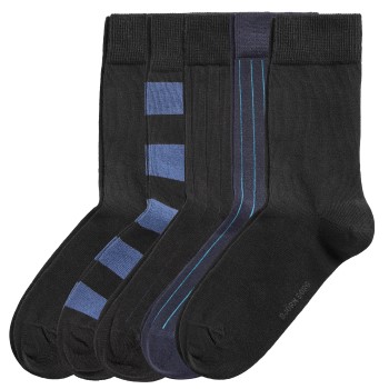 Björn Borg Strømper 5P Block Stripe and Square Socks Sort/Blå Str 36/40