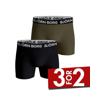 Björn Borg 2P Cotton Stretch Shorts 2112 Sort/Grøn bomuld Medium Herre