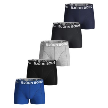 Björn Borg 5P Cotton Stretch Shorts For Boys Blå/Grå bomuld 134-140