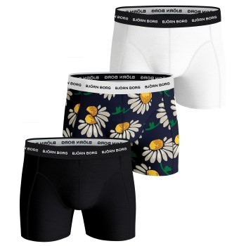 Björn Borg 3P Essential Shorts 2033 Sort blomstret bomuld Small Herre