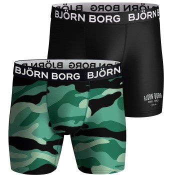 Björn Borg 2P Performance Boxer 1727 Sort/Grøn polyester Medium Herre