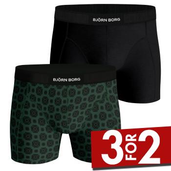 Björn Borg 2P Premium Cotton Stretch Boxer Sort/Grøn bomuld XX-Large Herre