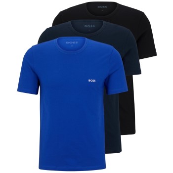 Se BOSS 3P Classic Cotton Solid T-Shirt Sort/Blå bomuld Small Herre ved Timarco