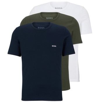 Se BOSS 3P Classic Cotton Solid T-Shirt Blå/Grøn bomuld Small Herre ved Timarco