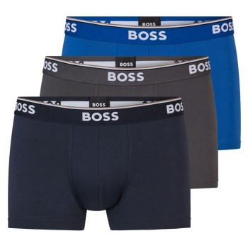 BOSS 6P Cotton Stretch Trunks Grå/Blå bomuld Small Herre