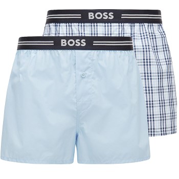 BOSS 2P EW Boxer Shorts Lyseblå/Ternet polyester Medium Herre