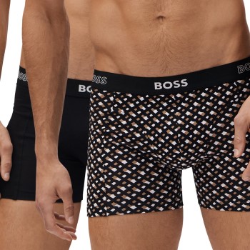 BOSS 2P Print Boxer Brun mønstret bomuld Medium Herre