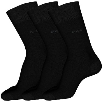 BOSS Strømper 3P RS Finest Soft Cotton Sock Sort Str 39/42 Herre