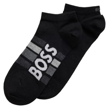 BOSS Strømper 2P Stripe Cotton Ankle Socks Sort Str 39/42