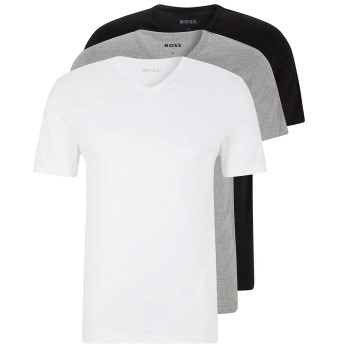 BOSS 3P V-Neck Classic T-shirt Hvid/Grå bomuld Large Herre