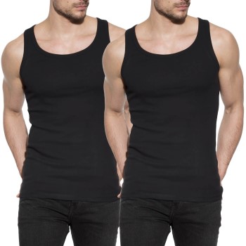 Bread & Boxers Bread and Boxers Men Tanks 2P Sort økologisk bomuld Small Herre