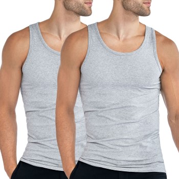 Bread & Boxers Bread and Boxers Men Tanks 2P Gråmelerad økologisk bomuld XX-Large Herre