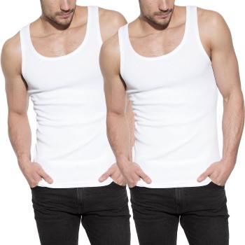 Bread & Boxers Bread and Boxers Men Tanks 2P Hvid økologisk bomuld Large Herre