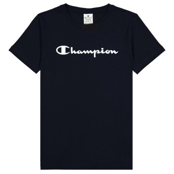 Se Champion American Classics Crewneck T-shirt W Marineblå bomuld X-Large Dame ved Timarco