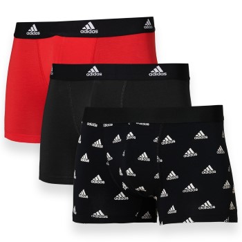 adidas 3P Active Flex Cotton Trunk Sort/Rød bomuld Medium Herre