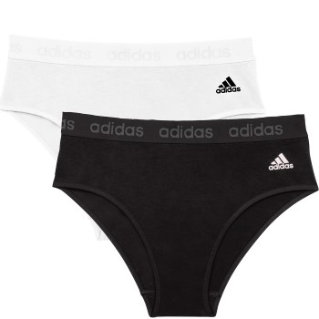 adidas Trusser 2P Solid Cotton Bikini Style Brief Multi Sort/Hvid bomuld Large Dame