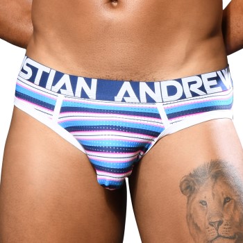 Andrew Christian Almost Naked Newport Mesh Jock Blåstribet polyamid Medium Herre